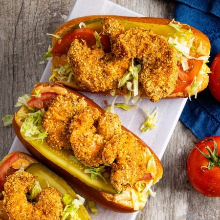 Air Fryer Cajun Shrimp Po’ Boys